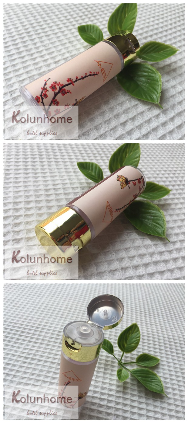 30ml hotel cosmetic bottle with gold flip-top cap