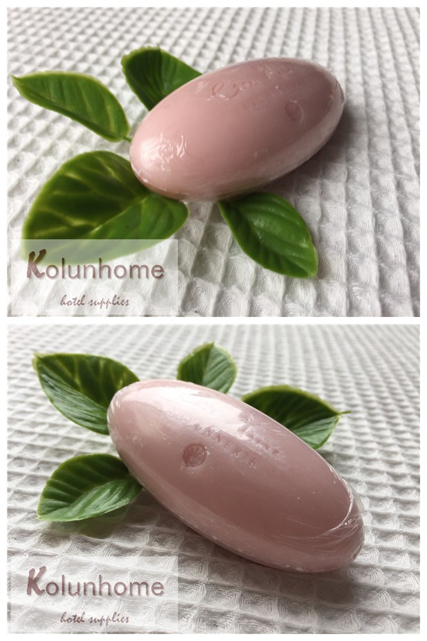 Oval-shaped hotel soap with flower flavor