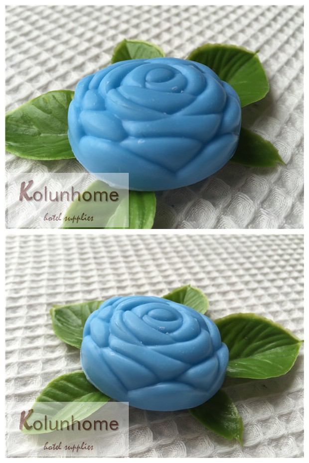 Blue color flower shape 30g hotel soap