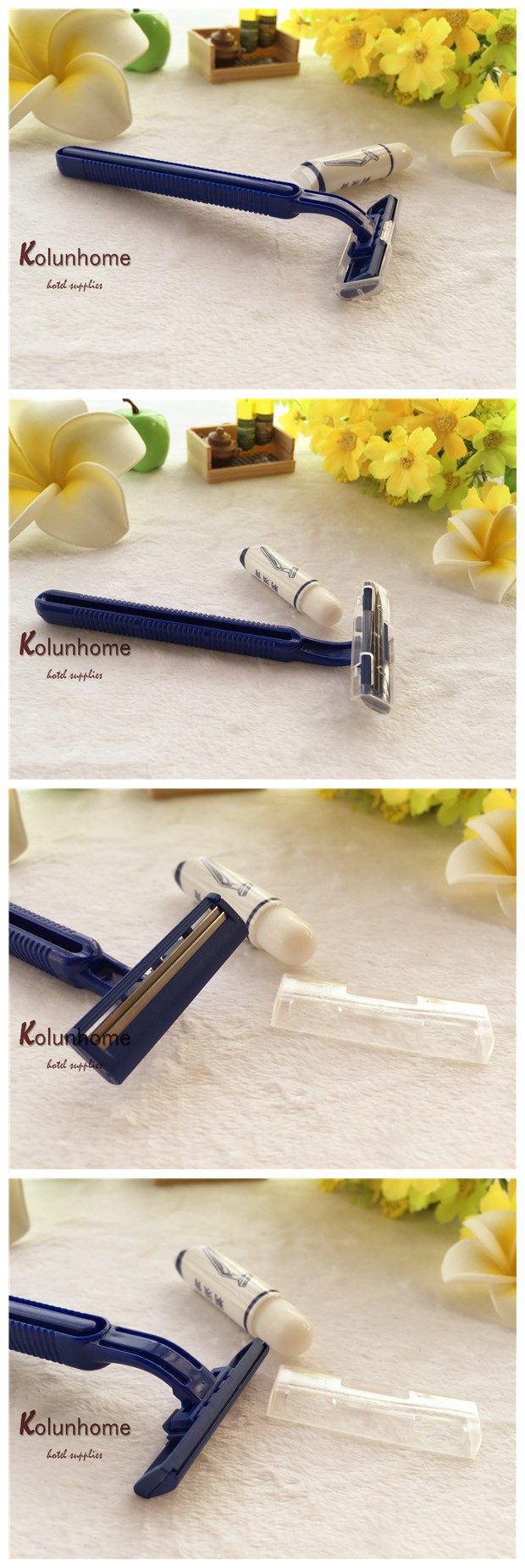 Disposable plastic shaving kit with carbon blades