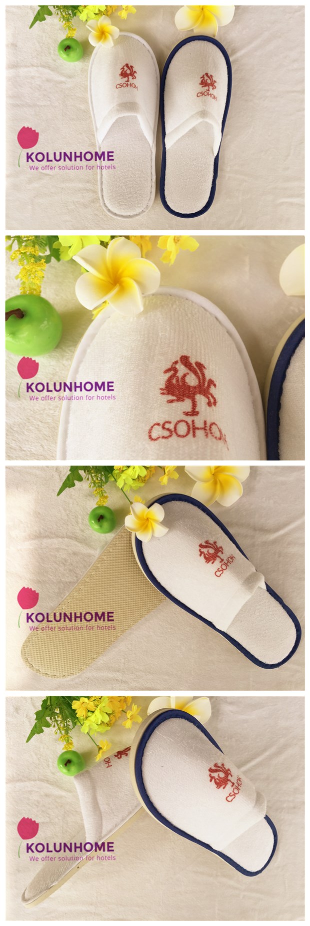 Hotel Plush Men Slipper with color piping
