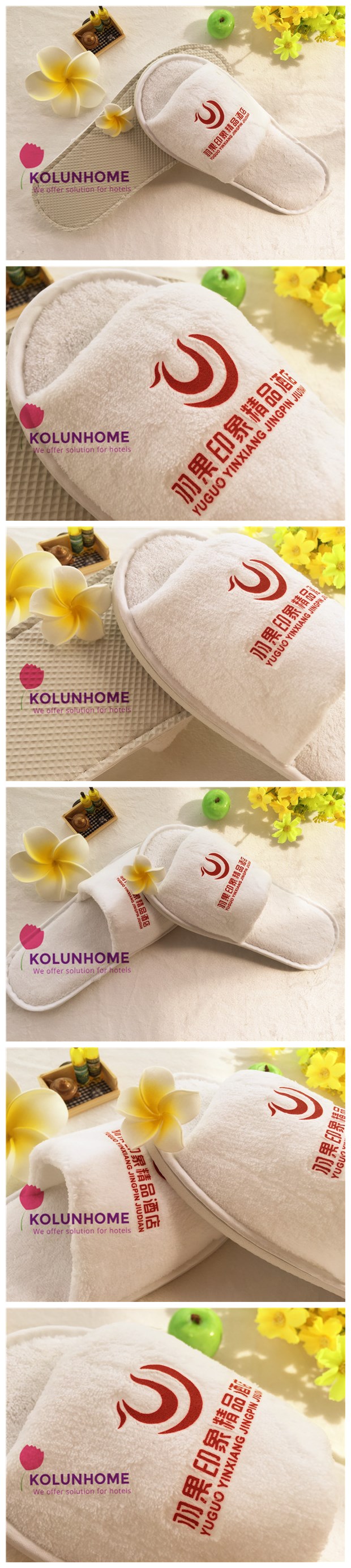 Open toe terry toweling slipper with hot transfer logo